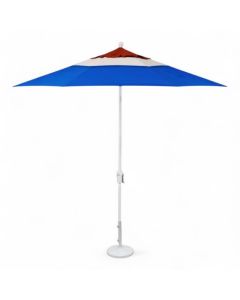 Treasure Garden Red/Vanilla/Cobalt Market White Pole Umbrella with 50Lb Garden Base