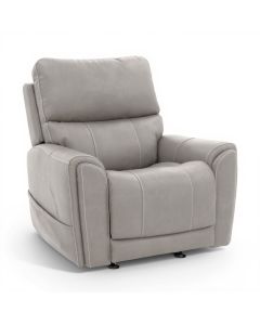 Flexsteel Carter Dove Fabric Power Rocking Recliner with Power Headrest, Lumbar, Heat & Massage