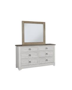 American Woodcrafters Meadowbrook Whitewash Dresser with Sand Tops