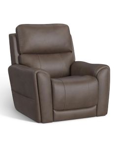 Flexsteel Carter Cappuccino Fabric Power Rocking Recliner with Power Headrest, Lumbar, Heat & Massage
