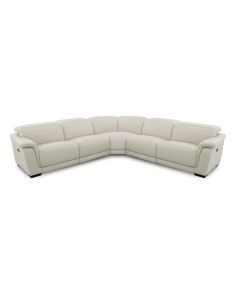 HTL International 5-Piece Off White Leather Reclining Sectional