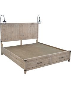 Aspenhome Foundry Weathered Stone King Pier Wall Storage Bed