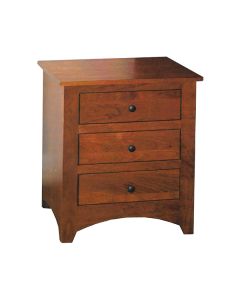 Archbold Shaker Tuscan Brown 3-Drawer Nightstand with Black Hardware