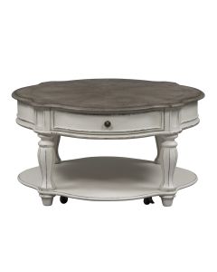 Liberty Furniture Magnolia Manor Antique White 1-Drawer Round Cocktail Table