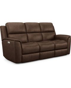 Flexsteel Henry Burnt Umber Zero Gravity Leather Triple Power Reclining Sofa
