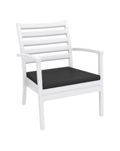 Compamia Artemis XL Club Chair White with Sunbrella Charcoal Cushions