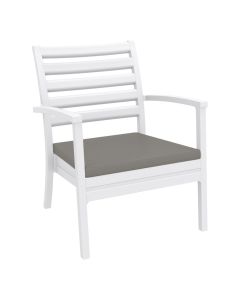 Compamia Artemis XL Club Chair White with Sunbrella Taupe Cushions