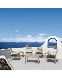 Compamia Artemis XL Club Outdoor Patio Seating Set 7-Piece Taupe with Sunbrella Charcoal Cushions