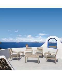 Compamia Artemis XL Club Outdoor Patio Seating Set 7-Piece Taupe with Sunbrella Taupe Cushions