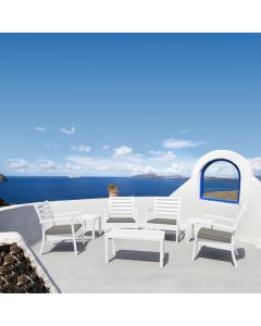 Compamia Artemis XL Club Outdoor Patio Seating Set 7-Piece White with Sunbrella Taupe Cushions