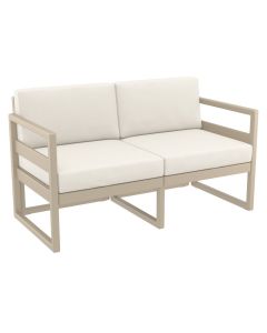 Compamia Mykonos Patio Loveseat Taupe with Sunbrella Natural Cushion