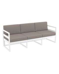 Compamia Mykonos Patio Sofa White with Sunbrella Taupe Cushion