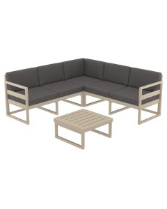 Compamia Mykonos 5-Person White Sunbrella Charcoal Cushion Corner Sectional Outdoor Lounge Set