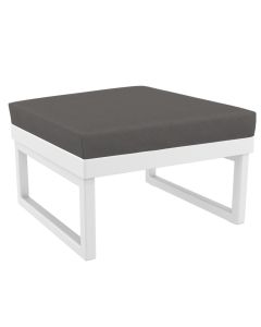 Compamia Mykonos Ottoman White with Sunbrella Charcoal Cushion