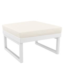 Compamia Mykonos Ottoman White with Sunbrella Natural Cushion