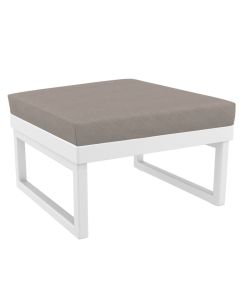 Compamia Mykonos Ottoman White with Sunbrella Taupe Cushion