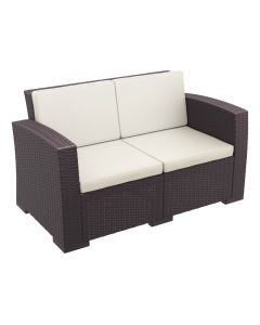 Compamia Monaco Resin Patio Loveseat Brown with Sunbrella Natural Cushion