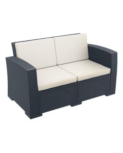 Compamia Monaco Resin Patio Loveseat Dark Gray with Sunbrella Natural Cushion