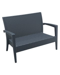 Compamia Miami Resin Loveseat Dark Gray with Sunbrella Natural Cushion