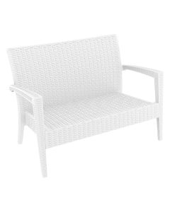 Compamia Miami Resin Loveseat White with Sunbrella Natural Cushion