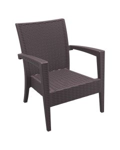 Compamia Miami Resin Club Patio Chair Brown with Sunbrella Natural Cushion