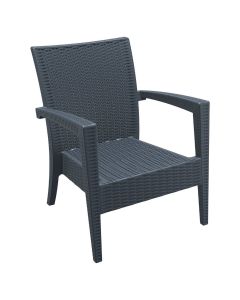 Compamia Miami Resin Club Patio Chair Dark Gray with Sunbrella Natural Cushion