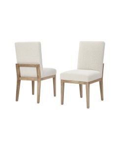 Vaughan-Bassett Dovetail Dining Bleached White Upholstered Side Dining Chair Oatmeal Fabric