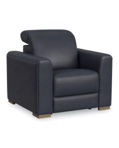 Flexsteel Aurora Leather Power Recliner with Power Headrest in Marine