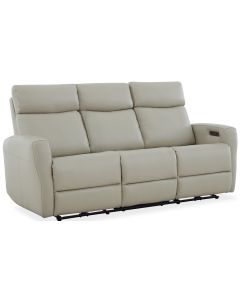 Hudsons Furniture Exclusive Enzo Triple Power Reclining Sofa in Stone Leather