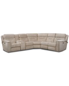Homestead Titan Oyster 6-Piece Manual Reclining Fabric Sectional with Power Headrests & USB