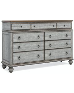 Flexsteel Plymouth Distressed Graywash 9-Drawer Dresser