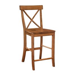 John Thomas Dining Essentials X-Back Wood Stool in Bourbon Oak