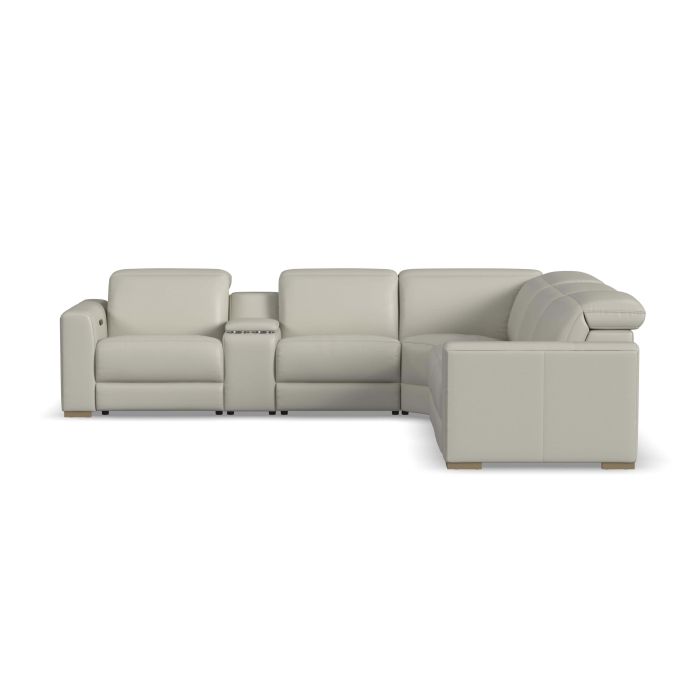 Flexsteel Aurora Coconut 6-Piece Leather Sectional | Hudson's