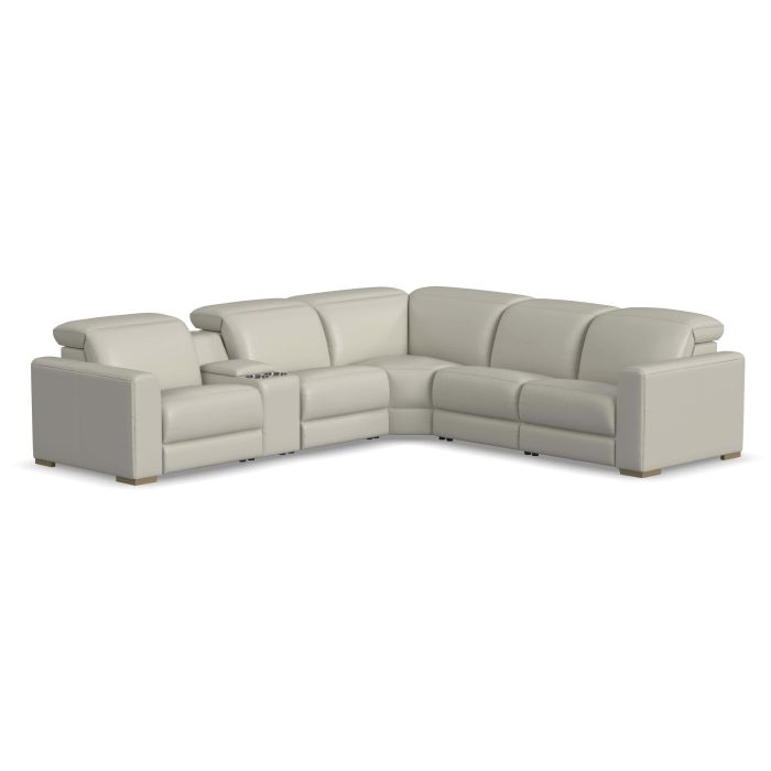 Flexsteel Aurora Coconut 6-Piece Leather Sectional | Hudson's