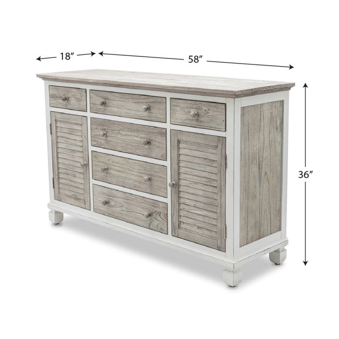 Seawinds Islamorada Clean White & Grey 6-Drawer 2-Door Dresser
