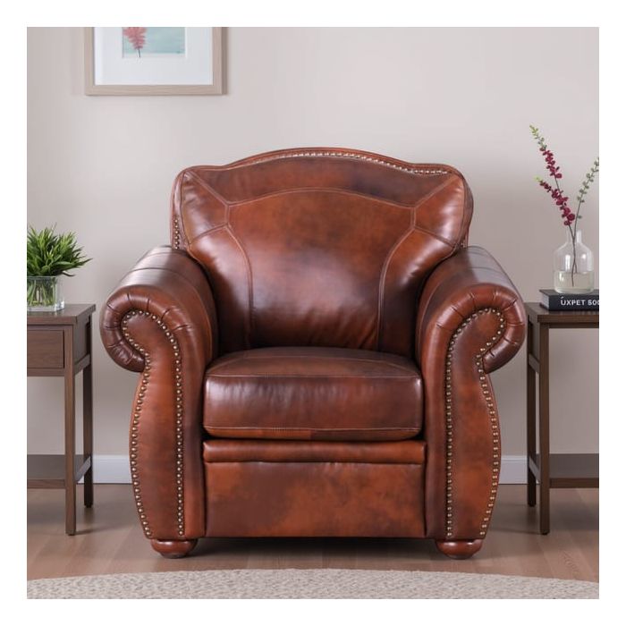 Leather Italia Arizona Marco Leather Chair with Nailhead Trim