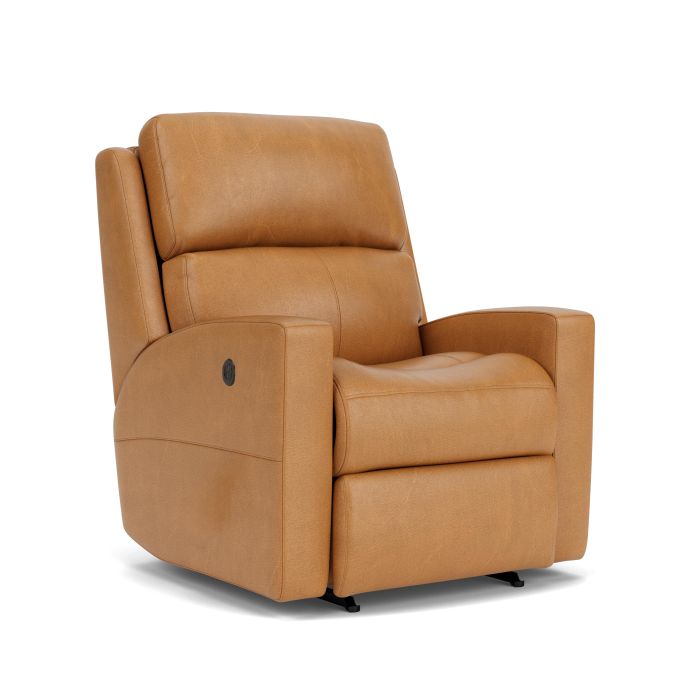 Flexsteel Catalina Camel Leather Power Rocking Recliner with Power Headrest Hudson s Furniture Mattress