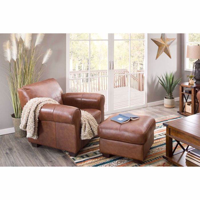 Softline Capris Whiskey Italian Designed Leather Ottoman