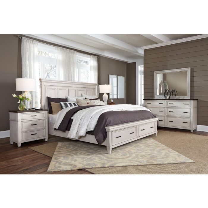 Aspenhome Caraway Aged Ivory Queen Panel Storage Bed | Hudson's