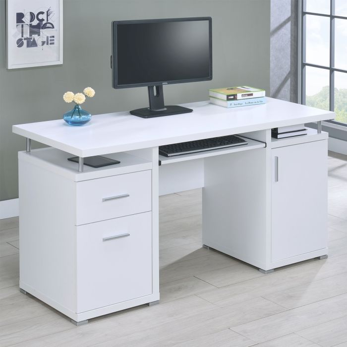 Coaster Tracy 55 Inch 2-Drawer Office Computer Desk White