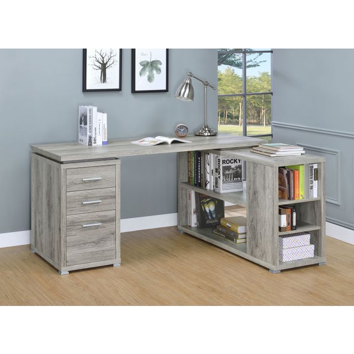 Coaster Yvette 60 Inch 3-Drawer L-Shape Computer Desk Grey