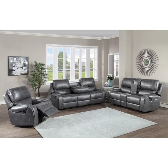 Steve Silver Keily Reclining Sofa Loveseat Chair Set In Grey - Main Image