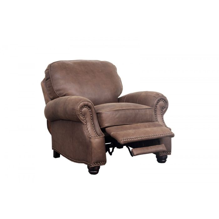 Barcalounger Dark Sanded Bomber Longhorn Leather High/Low-Leg