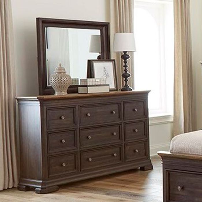 napa furniture grand louie 9-drawer dresser in rustic brown/distressed black napa furniture grand louie 9-drawer dresser in rustic brown/distressed black
