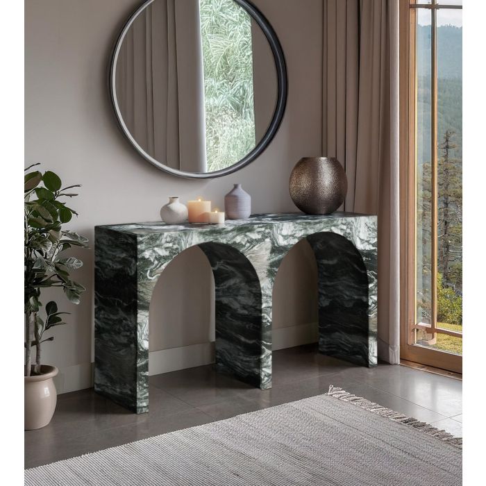 Meridian Faenza Green Marble Finish Console Table | Hudson's