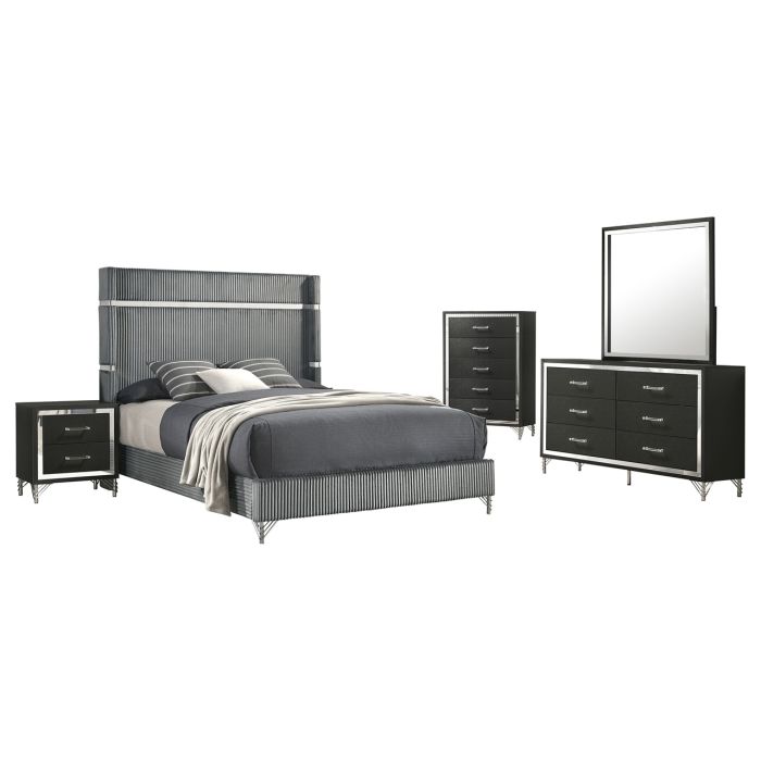 Coaster Lucia 5-Piece King Bedroom Set Grey & Black | Hudson's ...
