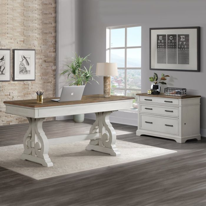 Intercon Drake Rustic White & French Oak Farmhouse 42 Inch Lateral