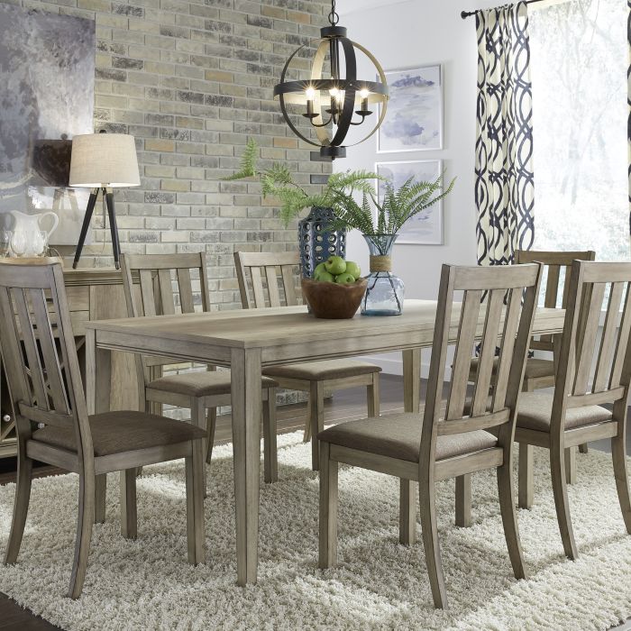 Liberty Furniture 7 Piece Sandstone Rectangular Dining Table Set with Slat Back Side Chairs Sun Valley Hudson s Furniture Mattress