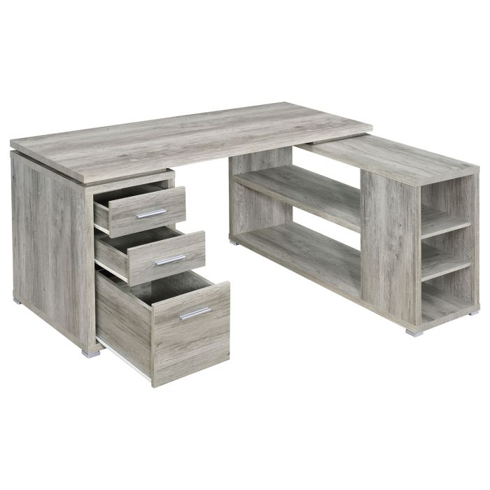 Coaster Yvette 60 Inch 3-Drawer L-Shape Computer Desk Grey