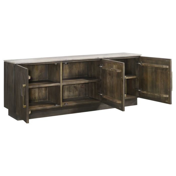 Coaster Dennis 3-Door Marble Top Sideboard Buffet Tobacco Grey